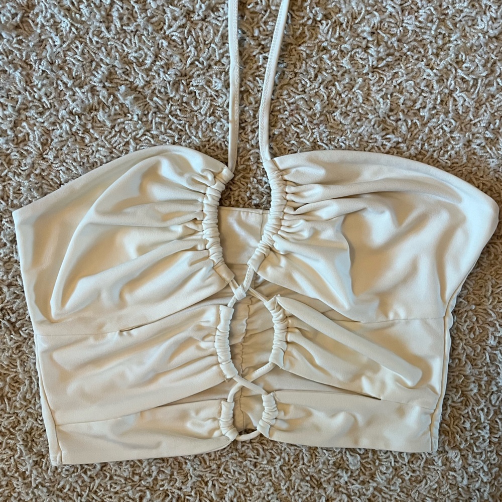 Cream cutout tank top